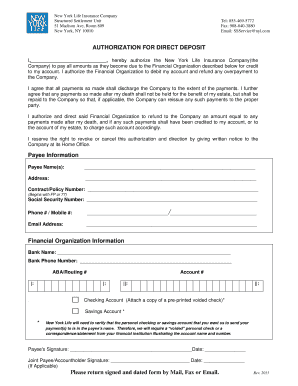  New York Life Direct Deposit Form 2015-2024