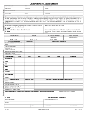 Child Health Assessment Form