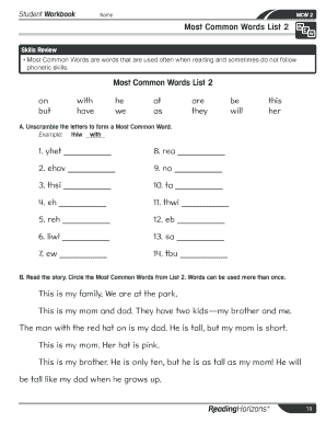 Reading Horizons Mcw Lists  Form