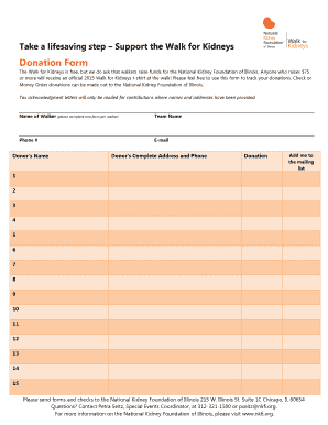 Donation Form National Kidney Foundation of Illinois Nkfi