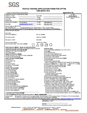 Sgs Textile Testing  Form