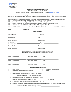 RAPID REHOUSING PROGRAM APPLICATION  Form