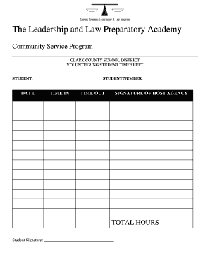 Court Ordered Community Service Timesheet  Form