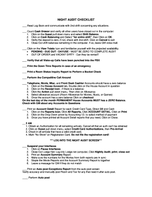 Night Audit Checklist  Form