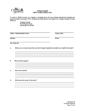 HIPAA Incident Report Form