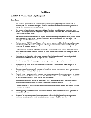 Customer Relationship Management Test Bank  Form