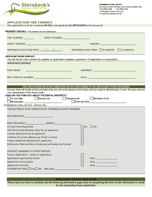 Real Estate Application Tenancy Form