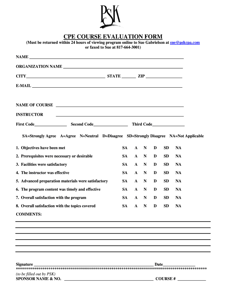 Cpe Evaluation Form