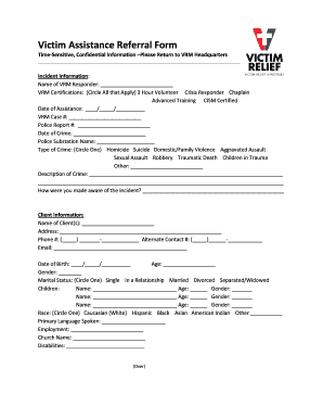 Victim Assistance Referral Form Victimchaplain