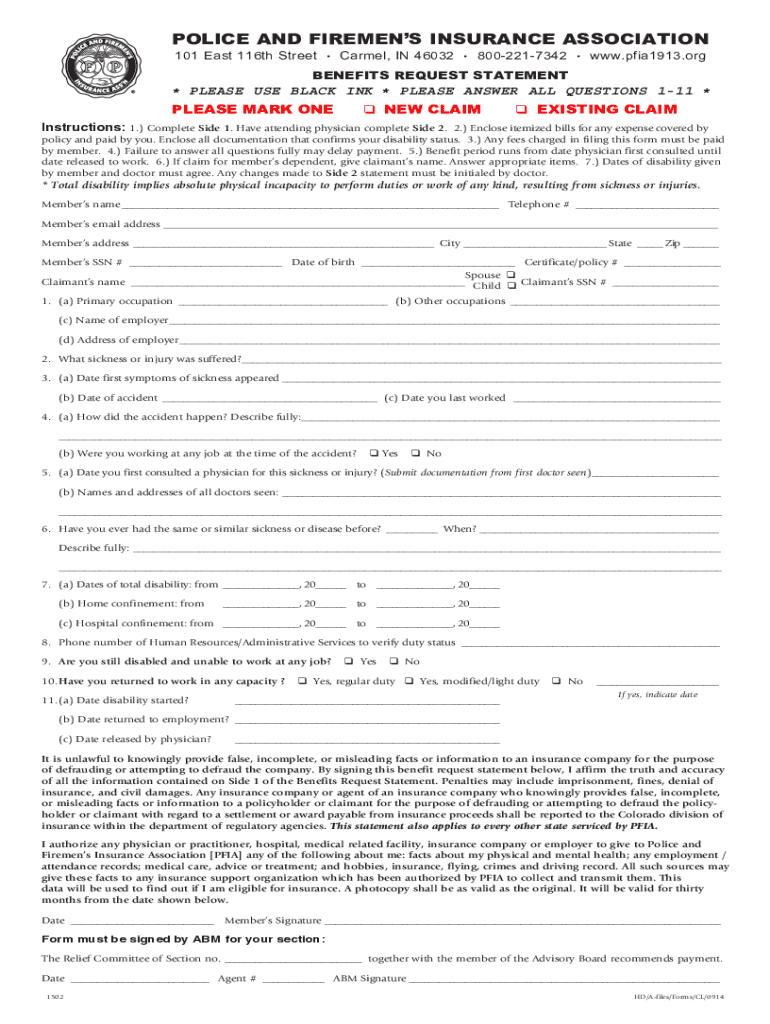 Police and Fire Insurance Claim Form