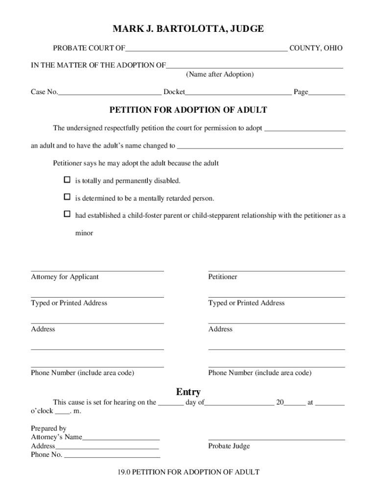 Ohio Adult Adoption  Form