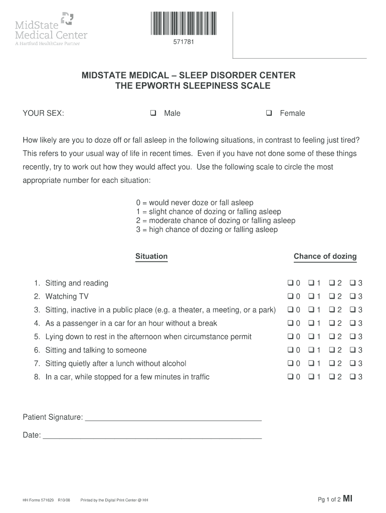 Epworth Sleepiness Scale Spanish PDF  Form