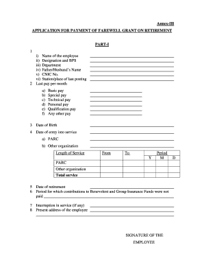 Farewell Grant Form PDF