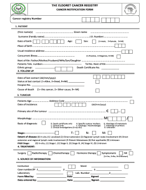 Eldoret Cancer Registry Form Afcrn