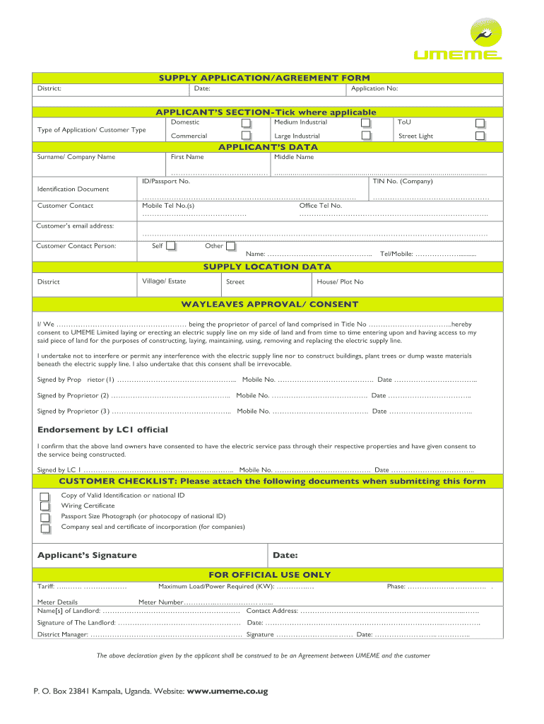 Umeme Job Application Forms