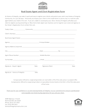 Real Estate Client Registration Form Template