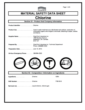 Msds Chlorine  Form