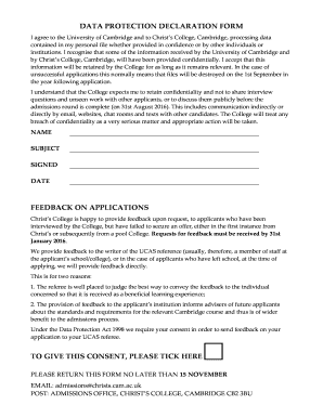 Data Protection Declaration Template  Form