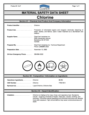 Msds Chlorine  Form