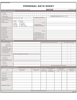 Civil Service Personal Data Sheet  Form