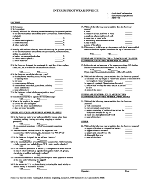 Interim Footwear Invoice  Form