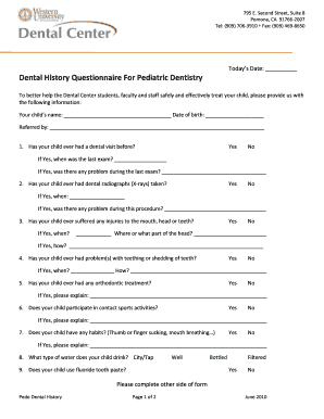 Dental Questionnaire for Patients  Form