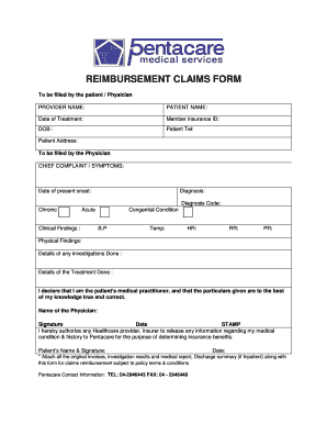 Pentacare Claim Form