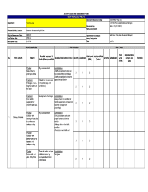 Activity Based Risk Assessment  Form