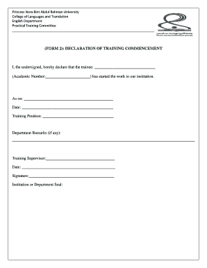 Training Declaration Form