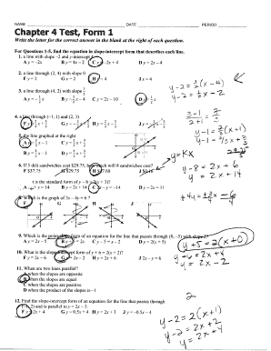Chapter 4 Test Form 1 Answer Key