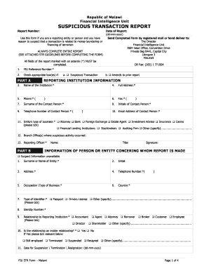  Suspicious Transaction Report Template 2009