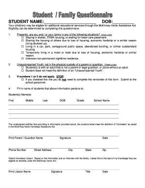 Homeless Questionnaire Form Auburn School District #10