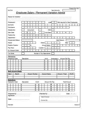 Finance Form 82J1 SALPVA Employee Salary Permanent Finance Gov