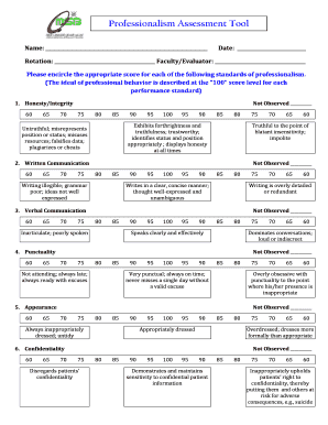 Professionalism Assessment Tool  Form