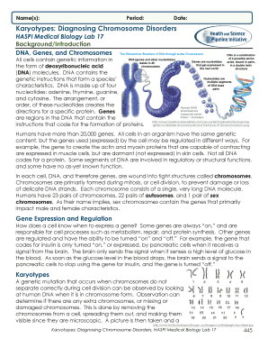 Karyotypes Diagnosing Chromosome Disorders Worksheet Answers  Form