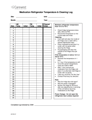 Refrigerator Cleaning Log  Form