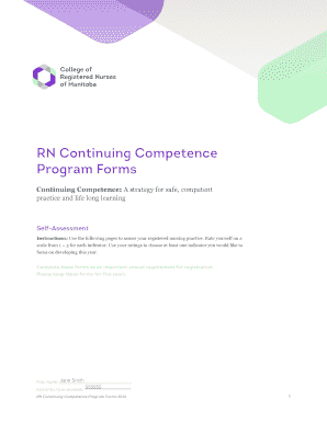 RN Continuing Competence Program Forms Continuing Competence a Strategy for Safe, Competent Practice and Life Long Learning Self