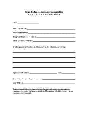 Hoa Nomination Form