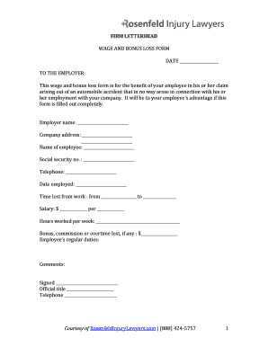 Lost Wages Form Template