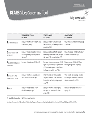 Bears Screening Tool  Form