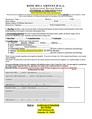 Hoa Architectural Review Request Form