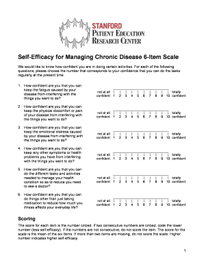 Self Efficacy for Managing Chronic Disease 6 Item Scale  Form