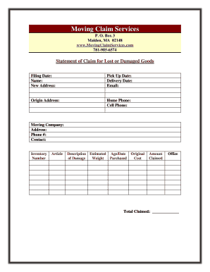  Click Here for Statement of Claim for Lost or Moving Claim Services 2016-2024