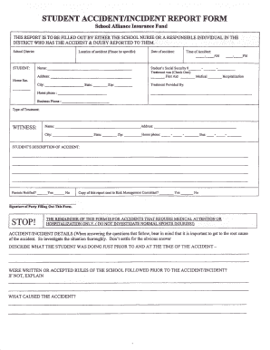 High School Accident Report Form