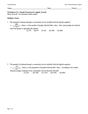 Calculus Maximus WS 55 Partial Fractions Amp Logistic  Form