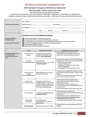  Unforeseeable Emergency Withdrawal BFormb BArkansasb Diamond Plan 2016-2024