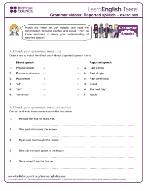 Reported Speech British Council  Form