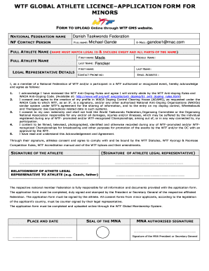 How to Create Global Licence Taekwondo Online  Form