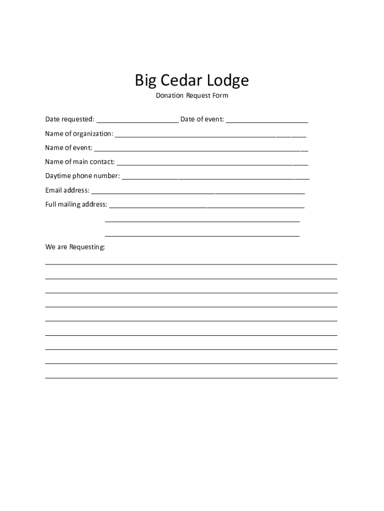 Big Cedar Lodge Donaion Request  Form