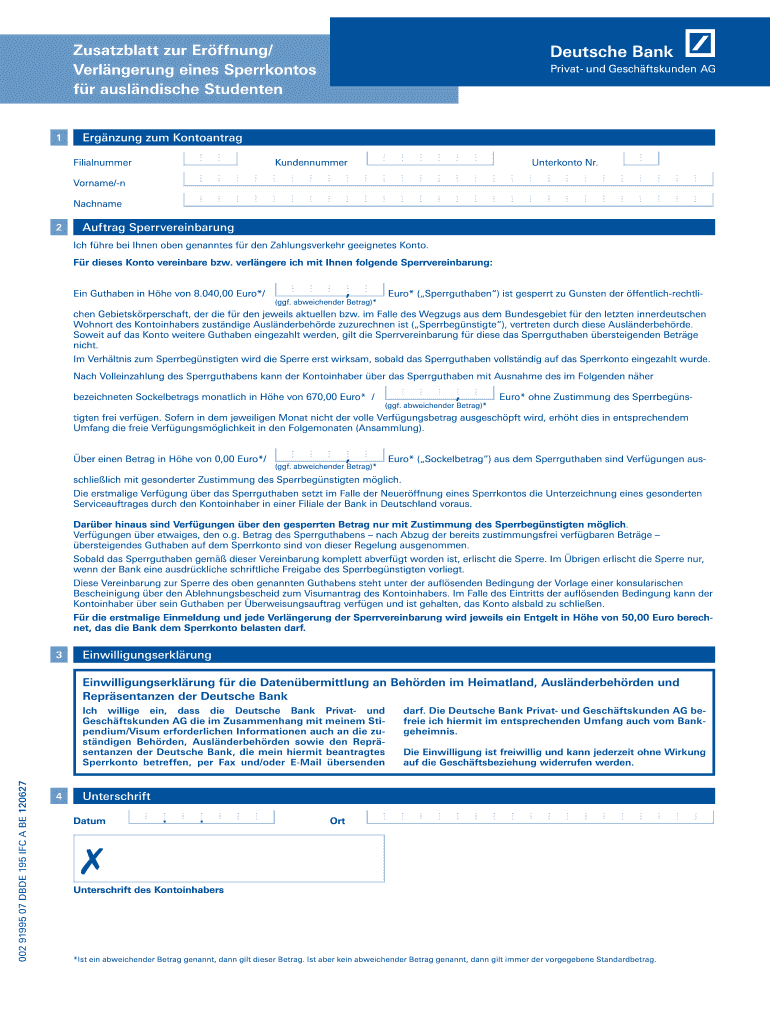 Zusatzblatt Zur Er Ffnung Verl Ngerung Eines Deutsche Bank Daad Turkiye  Form